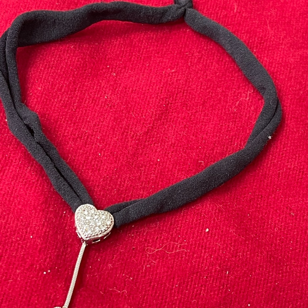 Elegant Black Choker Necklace with Silver Heart Pendant